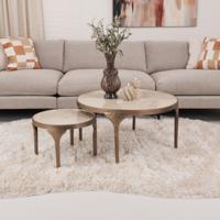 Light & Living Salontafel 'Lapaz' Set van 2 stuks, kleur Antiek Brons/Taupe - thumbnail