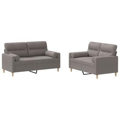3-delige Loungeset met kussens stof taupe