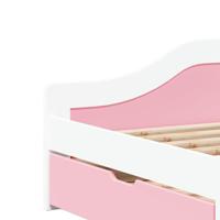 Slaapbank met 2 lades zonder matras IRUN 90x200 cm wit en roze - thumbnail