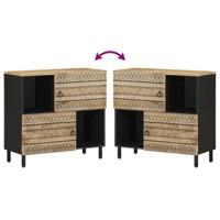 Dressoir 80x33,5x75 cm massief ruw mangohout - thumbnail