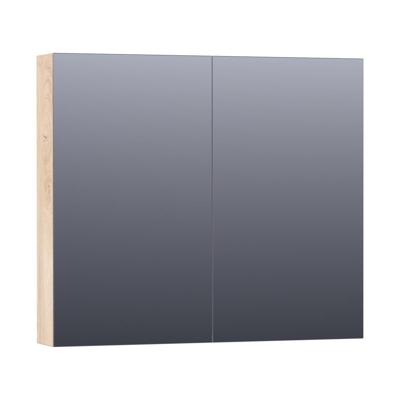 Brauer Impress Deluxe Spiegelkast - 80 cm - met interne en externe Verlichting - 2 Dubbelzijdige Spiegeldeuren - Forest Wheat