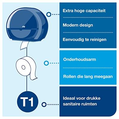 Toiletpapierdispenser Tork T1 Elevation jumbo zwart 554008