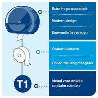 Toiletpapierdispenser Tork T1 Elevation jumbo zwart 554008 - thumbnail