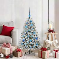 Kunstkerstboom met 150 LED Groen en Wit 120 cm PVC en Metaal - thumbnail