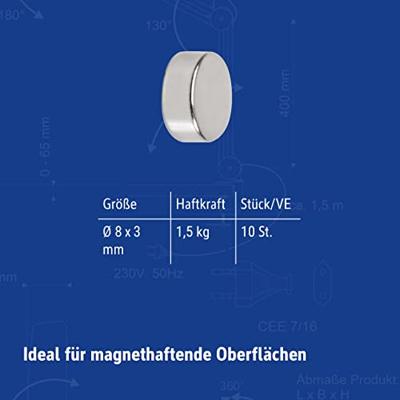 Magneet maul neodymium rond 8x3mm 1.5kg