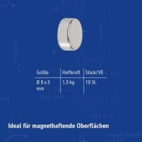 Magneet maul neodymium rond 8x3mm 1.5kg - thumbnail