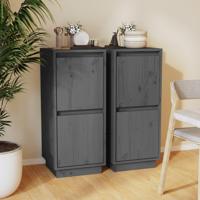 Dressoirs 2 st 31,5x34x75 cm massief grenenhout grijs - thumbnail