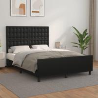 Bedframe met hoofdbord kunstleer zwart 140x200 cm - thumbnail