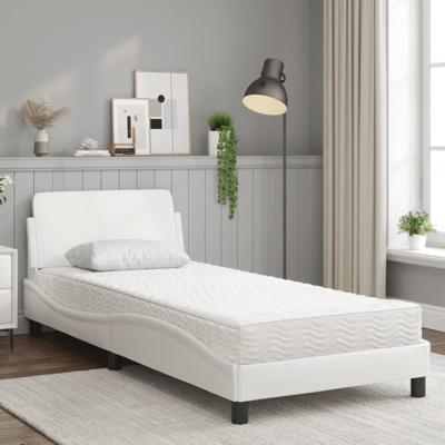 Bed met matras kunstleer wit 90x200 cm - thumbnail