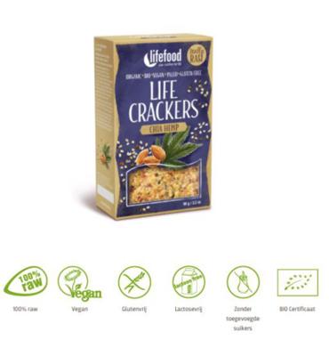 Lifefood Lifefood Life Crackers Chia Hennep Bio (90g)