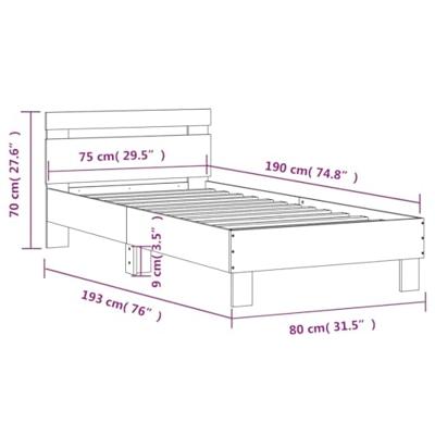 Bedframe met hoofdbord en LED gerookt eikenkleurig 75x190 cm Bedframe met hoofdbord en LED gerookt eikenkleurig 75x190 cm