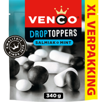 Venco Droptoppers Salmiak & Mint XL Verpakking 340 g bij Jumbo - thumbnail