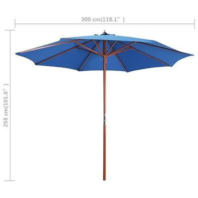 Parasol met houten paal 300x258 cm blauw Parasol met houten paal 300x258 cm blauw
