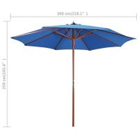 Parasol met houten paal 300x258 cm blauw - thumbnail