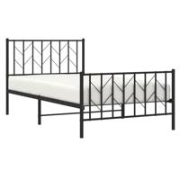 Bedframe met hoofd- en voeteneinde metaal zwart 100x190 cm - thumbnail