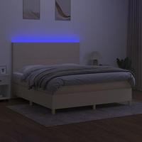 Boxspring met matras en LED stof crèmekleurig 160x200 cm - thumbnail