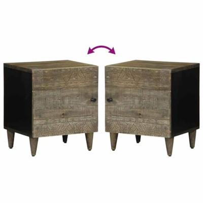 Nachtkastjes 2 st 40x33x46 cm massief mangohout lichtgrijs Nachtkastjes 2 st 40x33x46 cm massief mangohout lichtgrijs