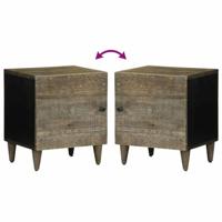Nachtkastjes 2 st 40x33x46 cm massief mangohout lichtgrijs - thumbnail