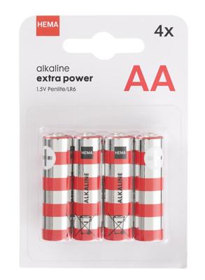 HEMA AA Alkaline Extra Power Batterijen - 4 Stuks