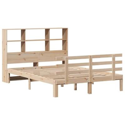 Bed met boekenkast zonder matras massief grenenhout 120x190 cm