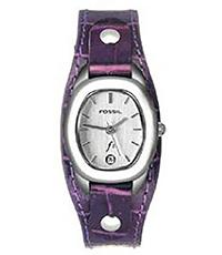 Horlogeband Fossil ES9933 Onderliggend Leder Paars 10mm