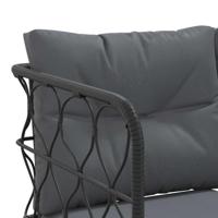 Loungeset met kussens staal en textileen zwart - thumbnail
