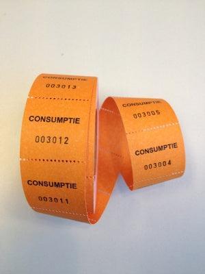 Consumptiebonnen op rol oranje 500 p rol