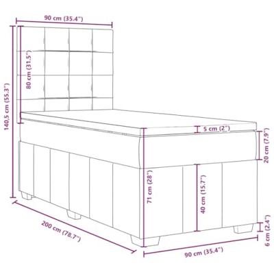 Boxspring met matras stof lichtgrijs 90x200 cm