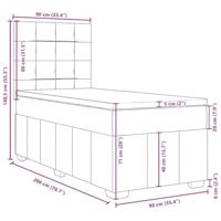 Boxspring met matras stof lichtgrijs 90x200 cm - thumbnail