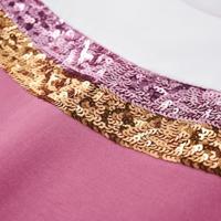 Kindertrui met strepen van pailletten 116 frambozenkleurig - thumbnail