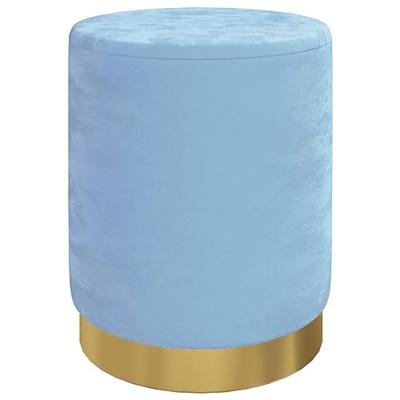 Hocker met opbergruimte rond fluweel lichtblauw Hocker met opbergruimte rond fluweel lichtblauw
