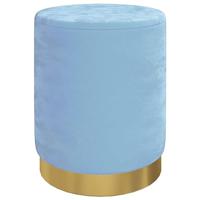 Hocker met opbergruimte rond fluweel lichtblauw - thumbnail