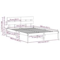 Bedframe met hoofdeinde Wit 150 x 200 cm Massief grenenhout - thumbnail