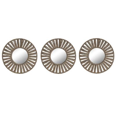 Set spiegels Home ESPRIT Natuurlijk Tropisch 20 x 1 x 20 cm (3 Onderdelen)