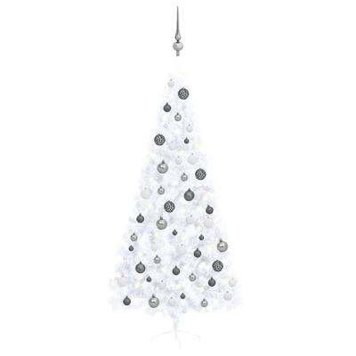 VidaXL Kunstkerstboom met verlichting en kerstballen half 210 cm wit