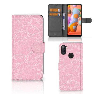 Samsung Galaxy M11 | A11 Hoesje White Flowers Samsung Galaxy M11 | A11 Hoesje White Flowers