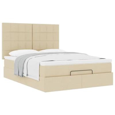 Ottoman bed met matras 140x200cm stof crèmekleurig