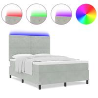 Boxspringbed met matras en LED fluweel lichtgrijs 160x200 cm - thumbnail