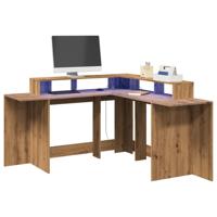 Bureau met LED-verlichting 152x152x91 cm hout artisanaal eiken - thumbnail