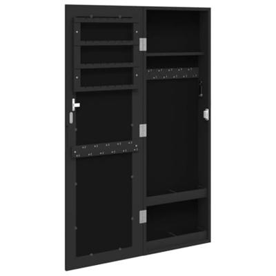 Sieradenkast met spiegel wandgemonteerd 30x8,5x90 cm zwart