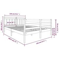 Bedframe massief hout wit 140x190 cm - thumbnail