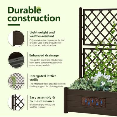 Plantenbak met latwerk 100x43x142 cm PP mokka