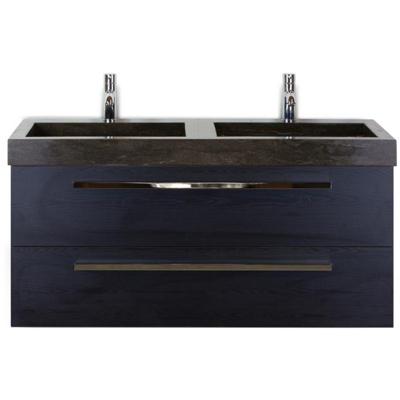 Seville Badmeubelset 120 cm - 2 Laden Black Oak - Wastafel Lucca Dubbel