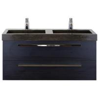 Seville Badmeubelset 120 cm - 2 Laden Black Oak - Wastafel Lucca Dubbel - thumbnail