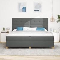 Boxspringbed met matras stof donkergrijs 200x200 cm - thumbnail