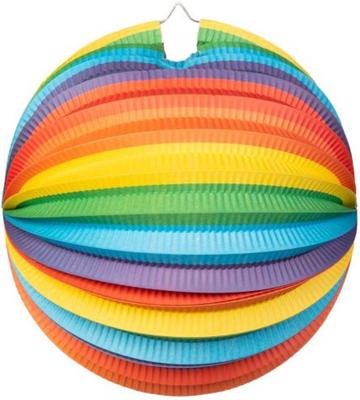 Globos papieren lantaarn rond regenboog, 25cm
