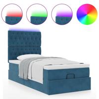 Ottoman bed met matrassen en LED's 80x200cm fluweel donkerblauw - thumbnail