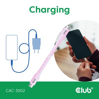club3D CAC-3002 USB-C-kabel USB-C stekker 2.00 m Pink club3D CAC-3002 USB-C-kabel USB-C stekker 2.00 m Pink