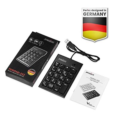 Perixx PERIPAD-202 H B USB Numeriek toetsenbord Multimediatoetsen Zwart - thumbnail
