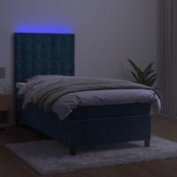Boxspring met matras en LED fluweel donkerblauw 120x190 cm - thumbnail